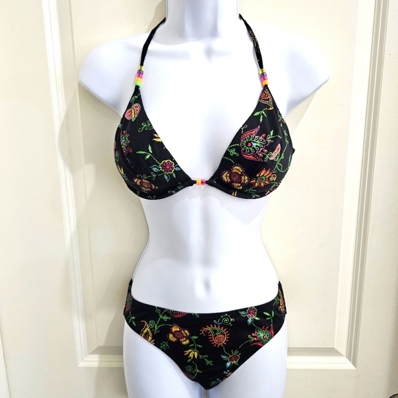 Victoria’s Secret ✦ Embroidered Floral Bikini Set ✦ Triangle Halter Top + Beaded - Picture 3 of 16